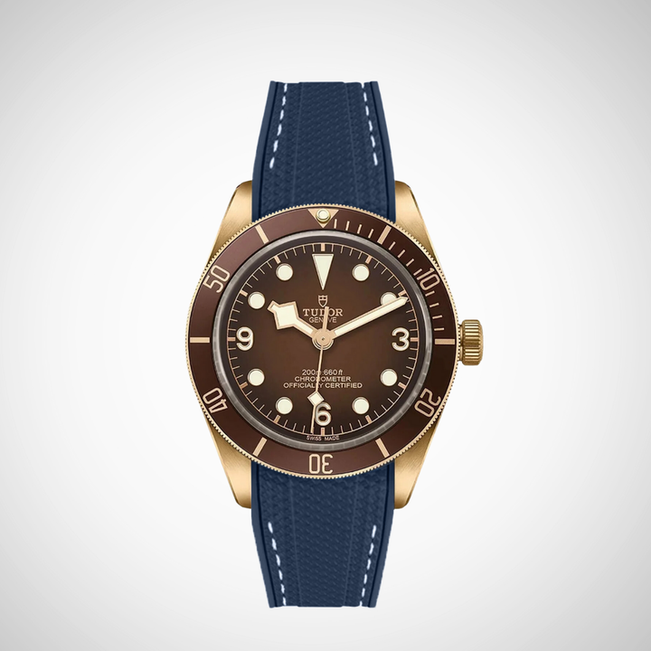 Rubber Flex Thread Curved Strap for Tudor Black Bay 58 Bronze