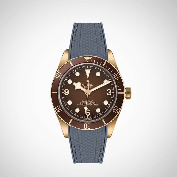 Rubber Flex Thread Curved Strap for Tudor Black Bay 58 Bronze