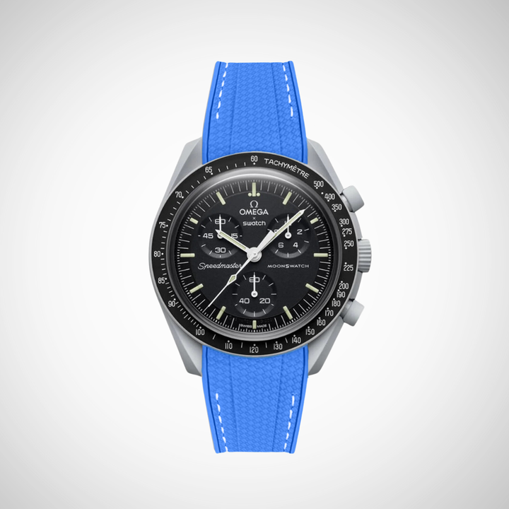 Rubber Flex Thread Curved Strap for Omega X Swatch MoonSwatch Mission to the Moon