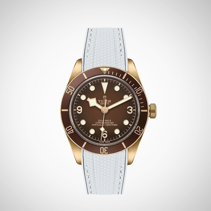 Rubber Flex Thread Curved Strap for Tudor Black Bay 58 Bronze