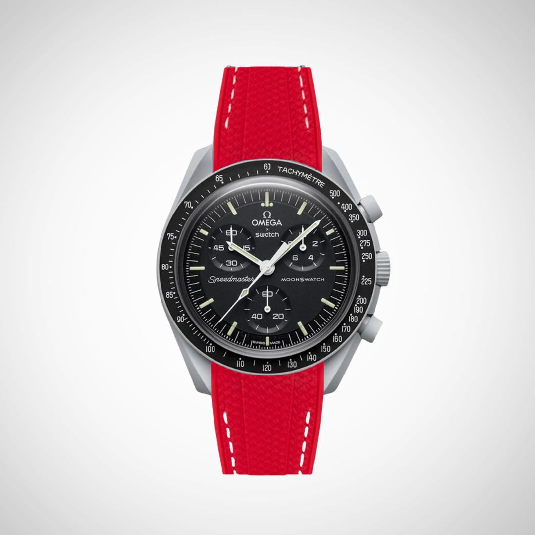 Rubber Flex Thread Curved Strap for Omega X Swatch MoonSwatch Mission to the Moon