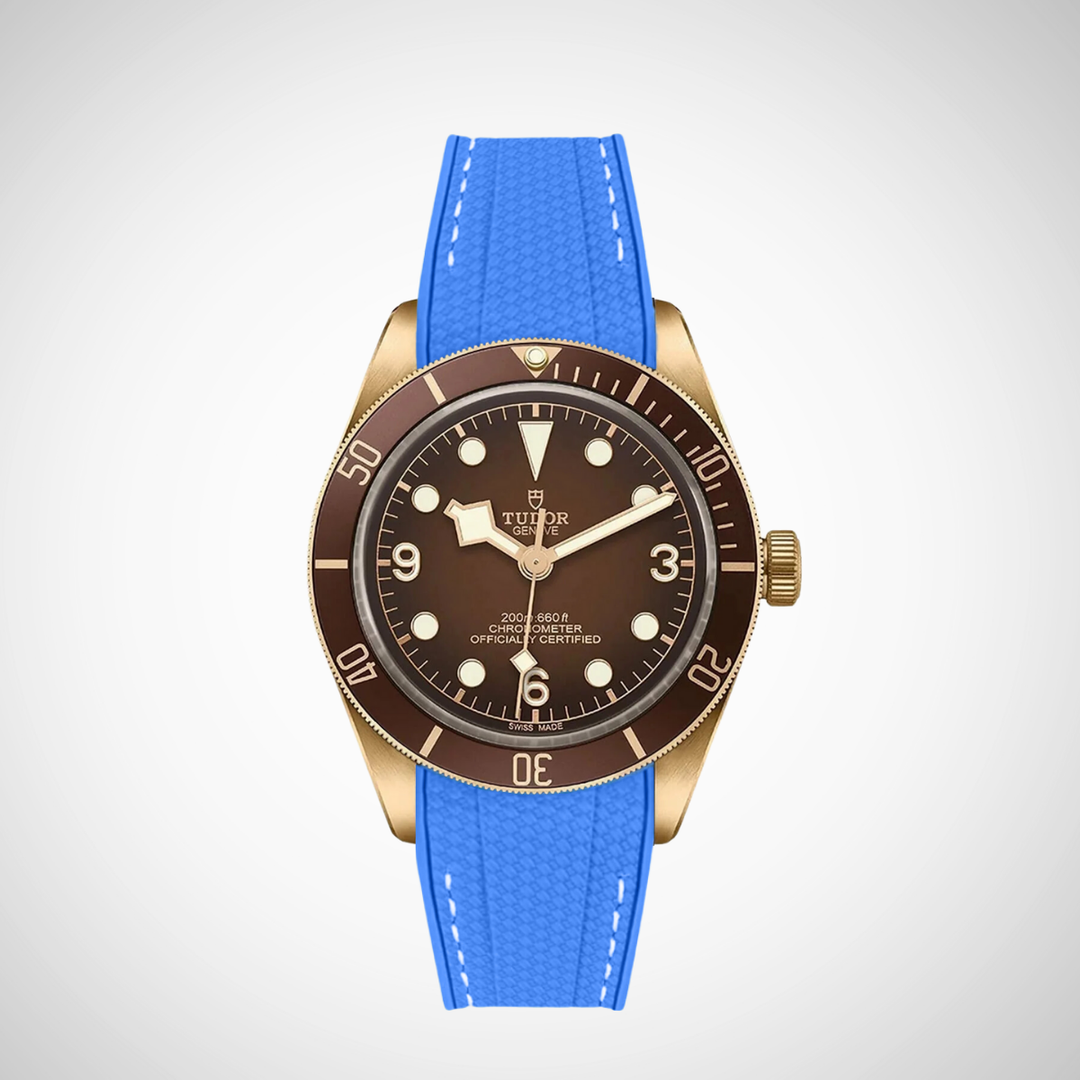 Rubber Flex Thread Curved Strap for Tudor Black Bay 58 Bronze