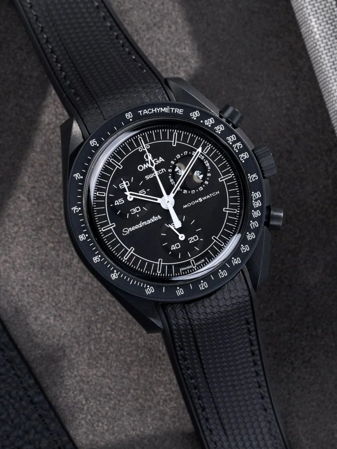 Rubber Flex Thread Curved Strap for Omega X Swatch MoonSwatch New Moon