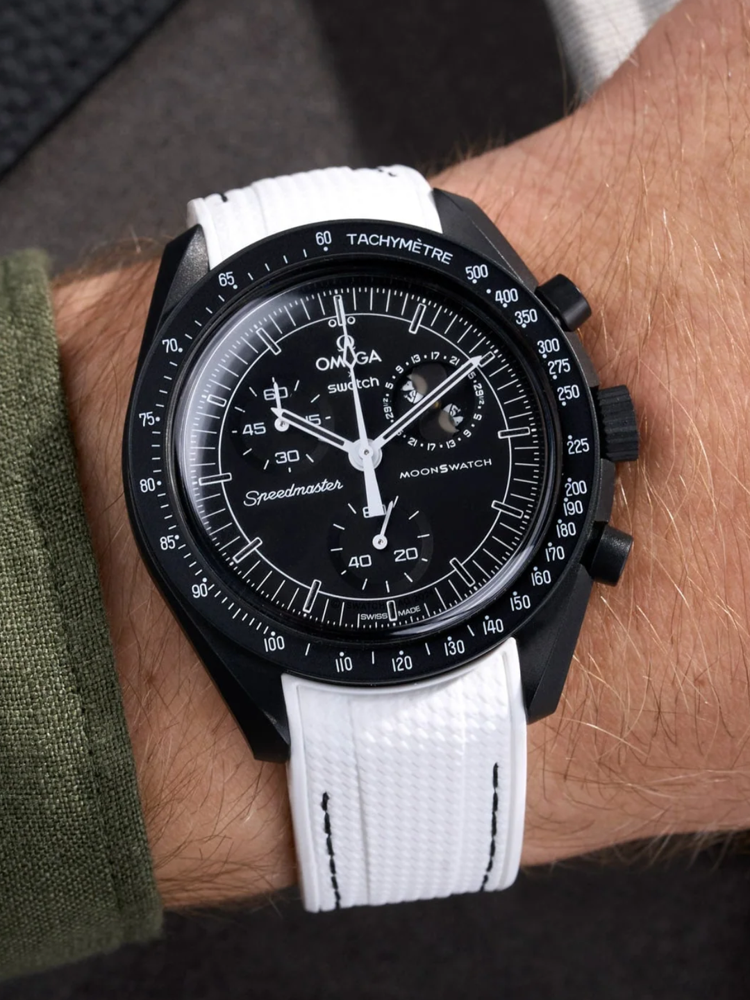 Rubber Flex Thread Curved Strap for Omega X Swatch MoonSwatch Mission to Uranus