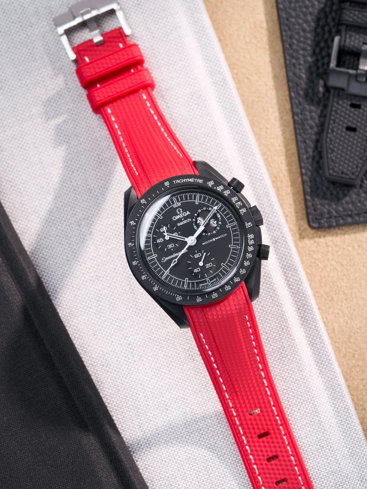 Rubber Flex Thread Curved Strap for Omega X Swatch MoonSwatch Mission to the Moon