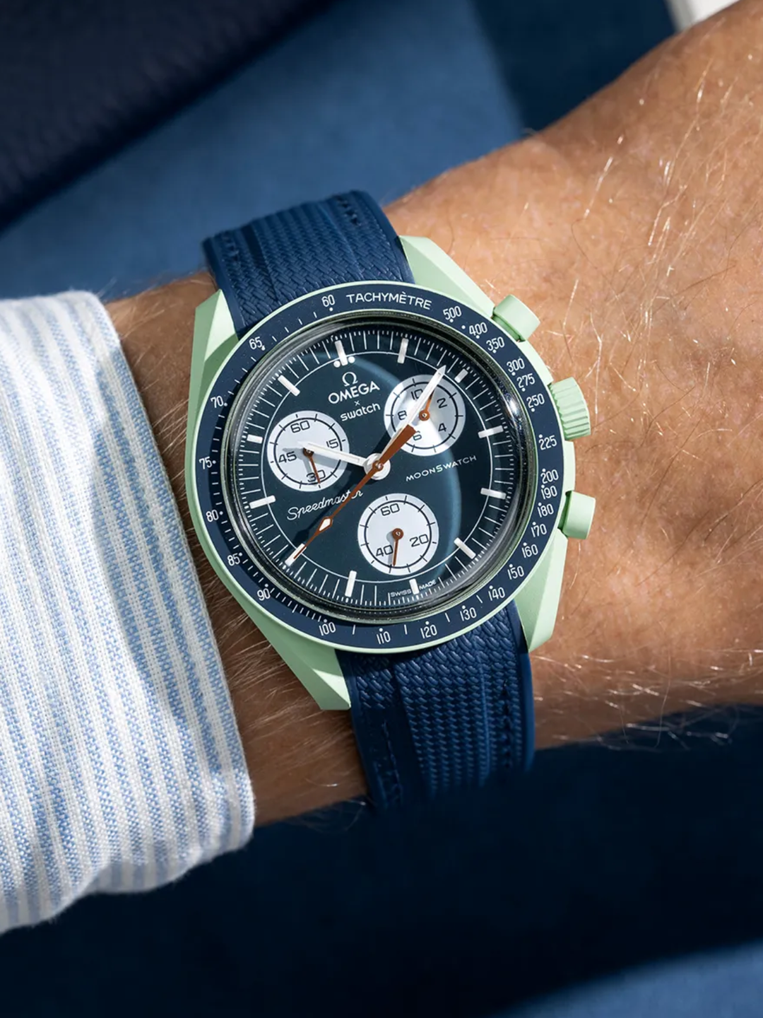 Rubber Flex Thread Curved Strap for Omega X Swatch MoonSwatch Mission to the Moon