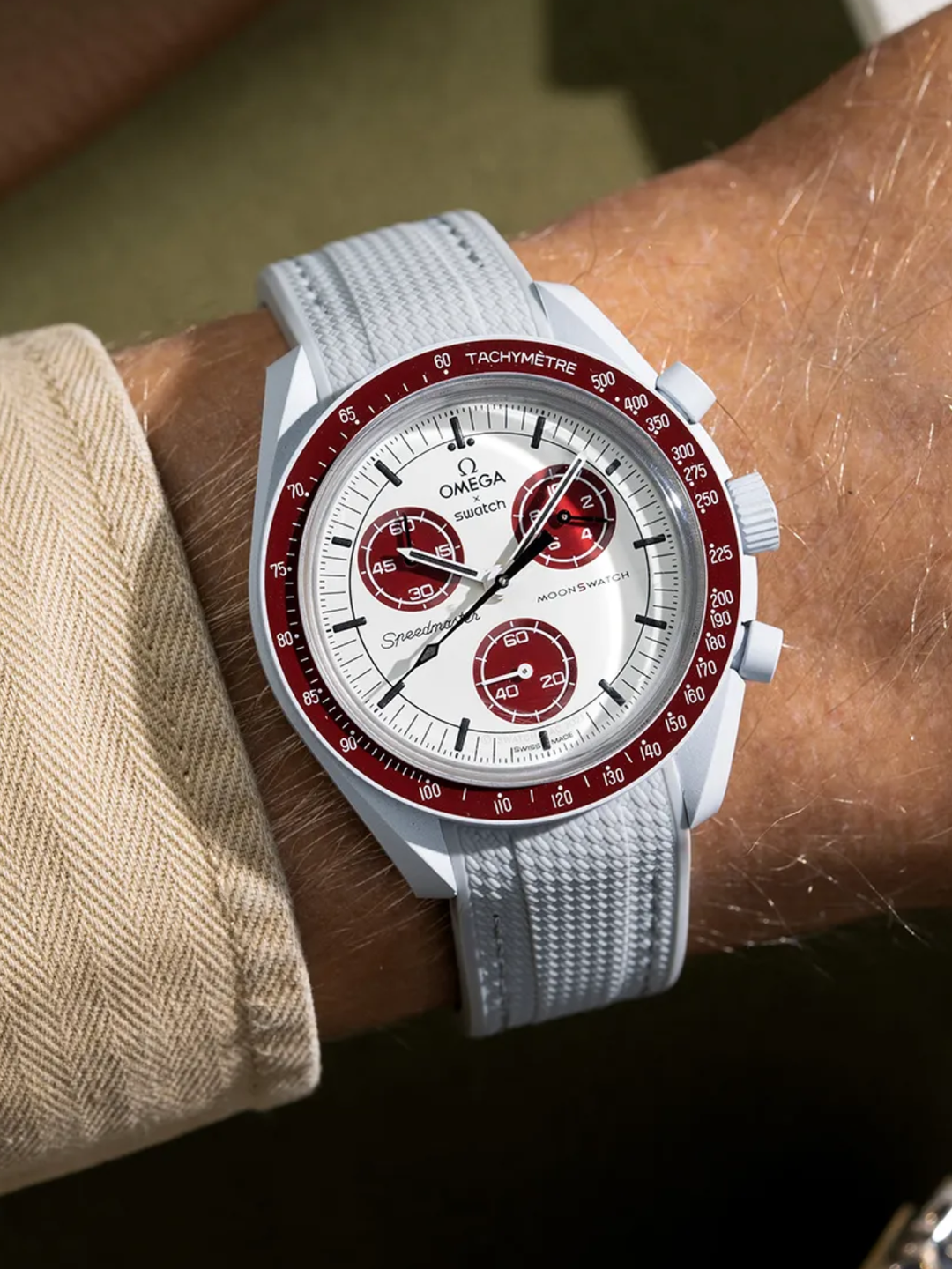 Rubber Flex Thread Curved Strap for Omega X Swatch MoonSwatch Mission to The Moonphase