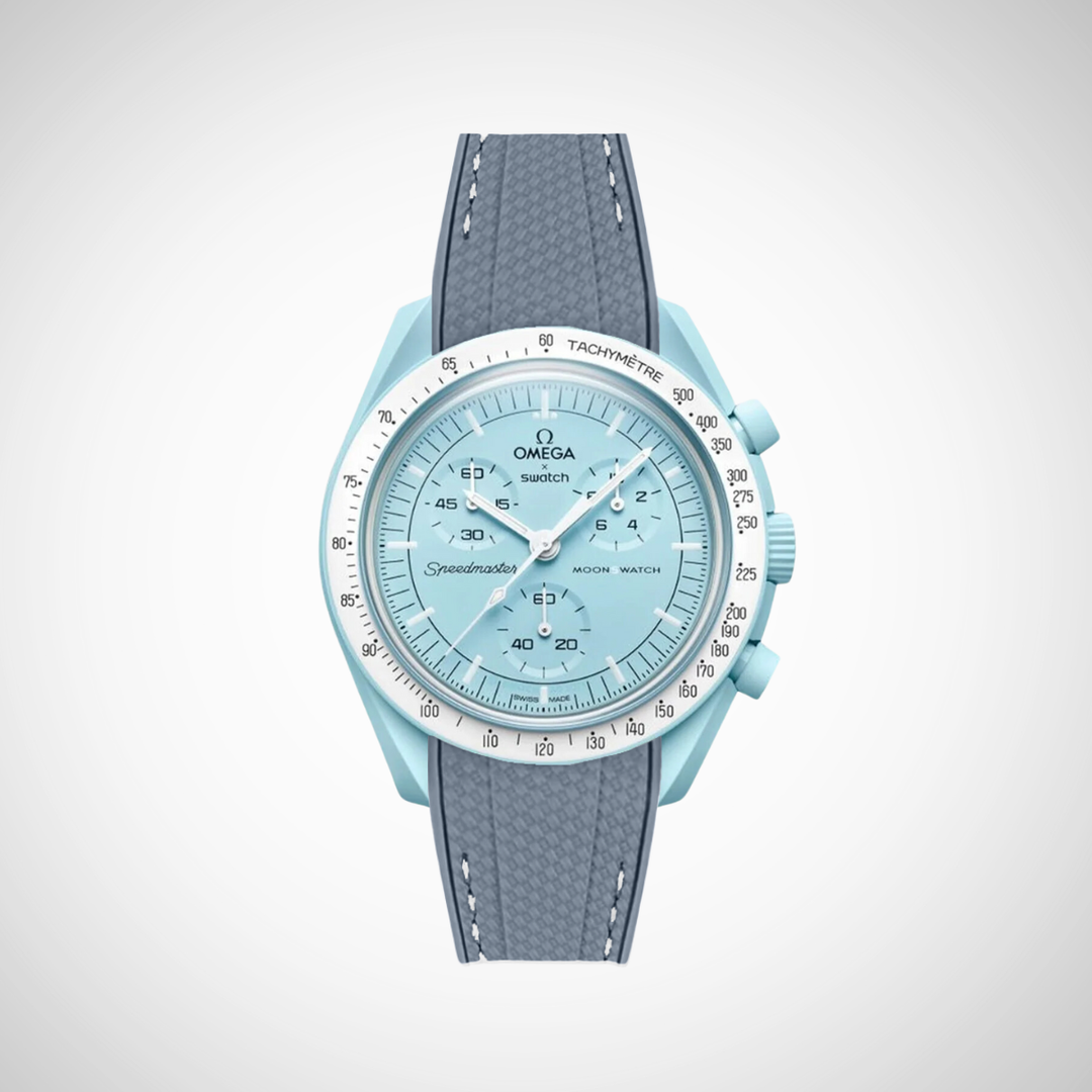 Rubber Flex Thread Curved Strap for Omega X Swatch MoonSwatch Mission to Uranus