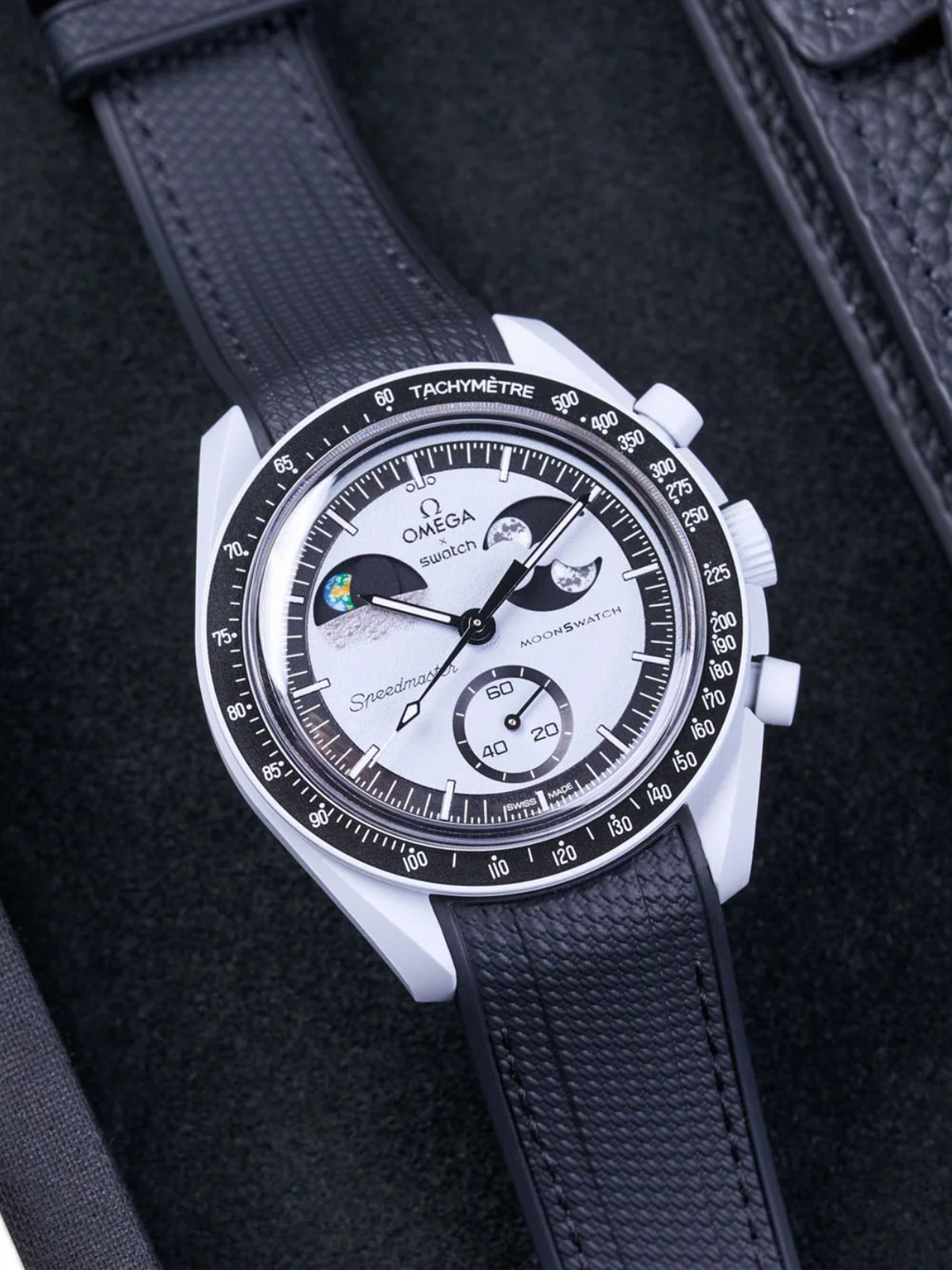 Rubber Flex Thread Curved Strap for Omega X Swatch MoonSwatch Mission To Earth Phase