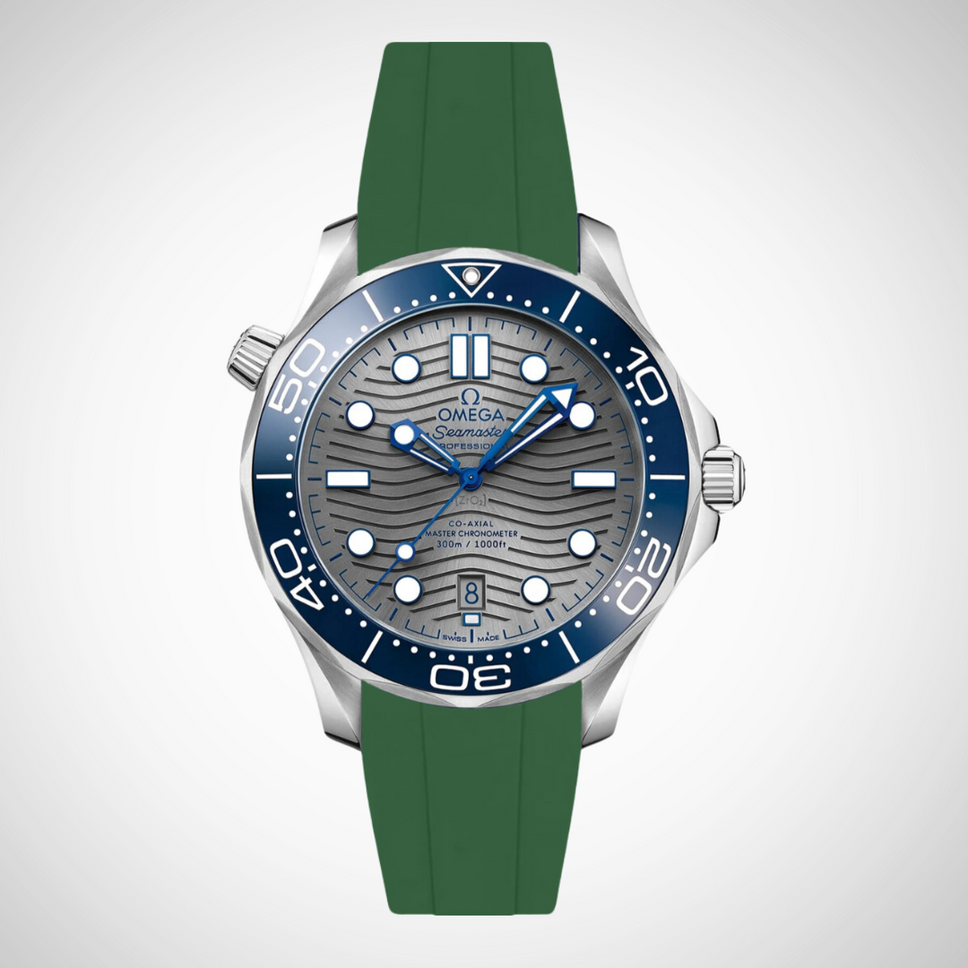 FKM Rubber Curved Strap for Omega Seamaster Diver 300 42mm - Grey Dial