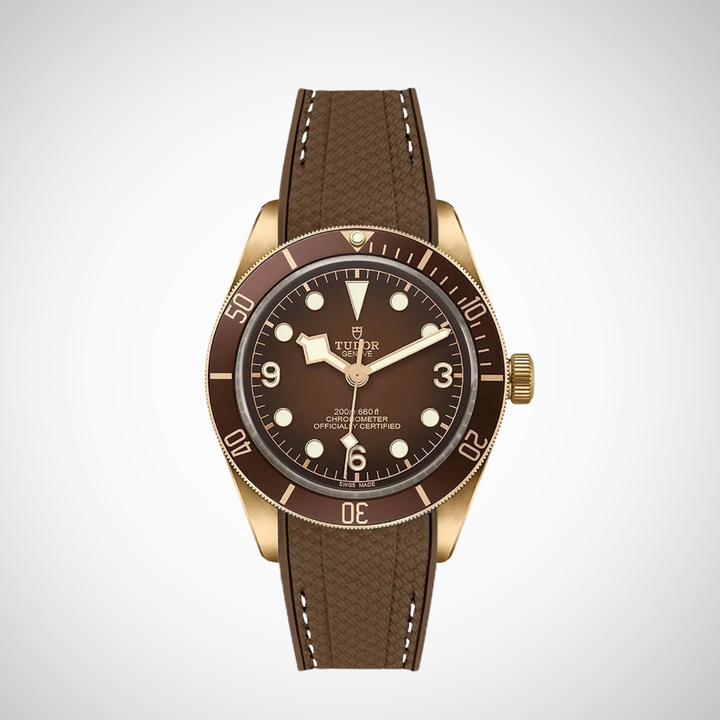 Rubber Flex Thread Curved Strap for Tudor Black Bay 58 Bronze