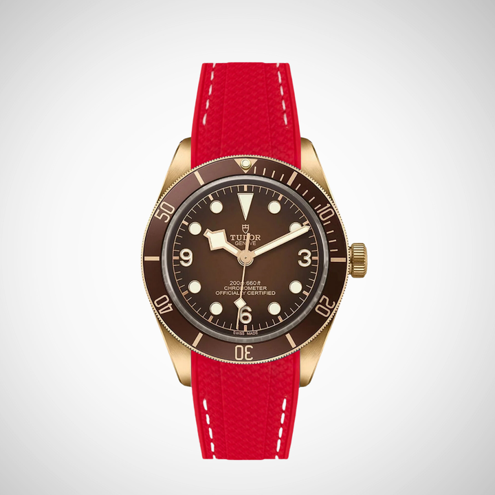 Rubber Flex Thread Curved Strap for Tudor Black Bay 58 Bronze