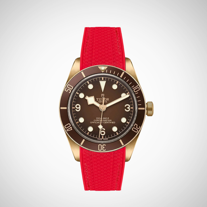 Rubber Flex Thread Curved Strap for Tudor Black Bay 58 Bronze