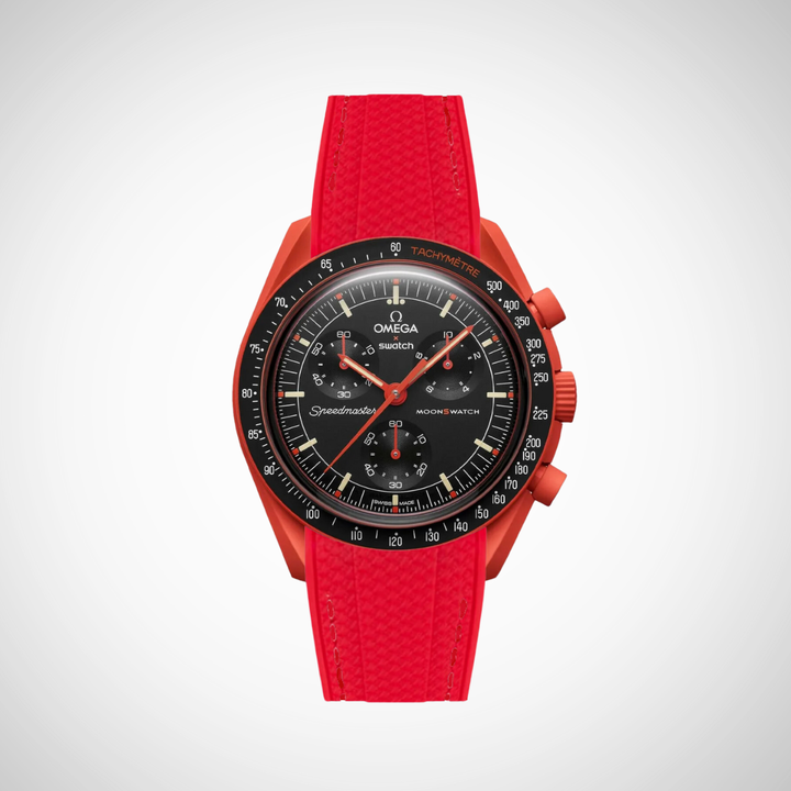 Rubber Flex Thread Curved Strap for Omega X Swatch MoonSwatch Mission On Earth - Lava