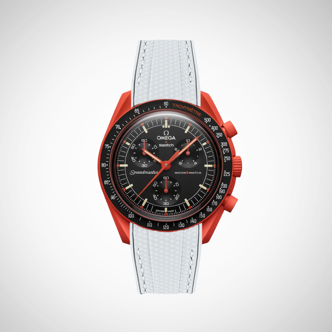 Rubber Flex Thread Curved Strap for Omega X Swatch MoonSwatch Mission On Earth - Lava