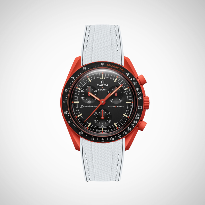 Rubber Flex Thread Curved Strap for Omega X Swatch MoonSwatch Mission On Earth - Lava