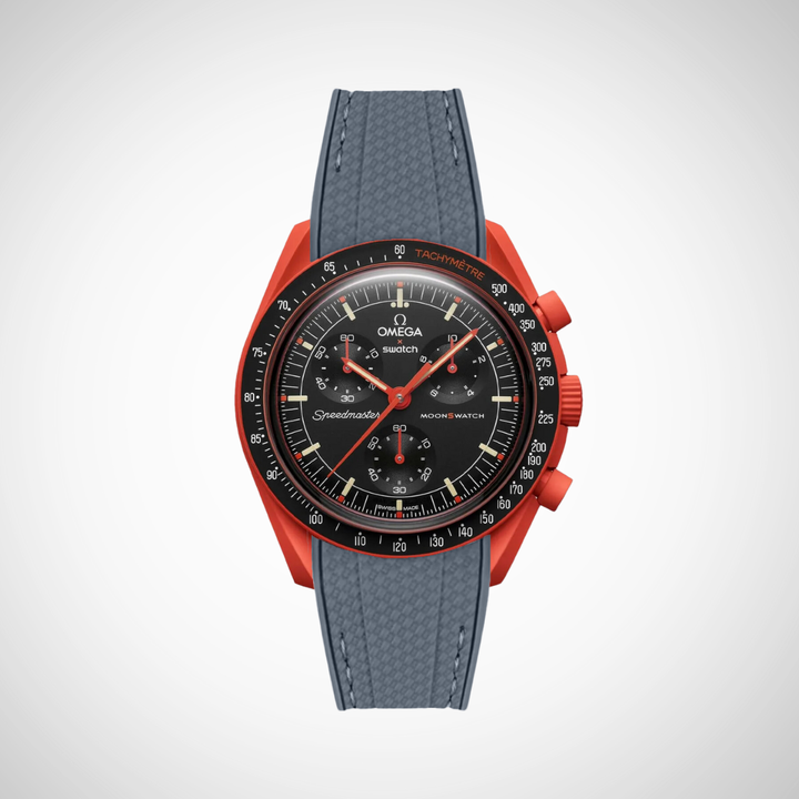 Rubber Flex Thread Curved Strap for Omega X Swatch MoonSwatch Mission On Earth - Lava