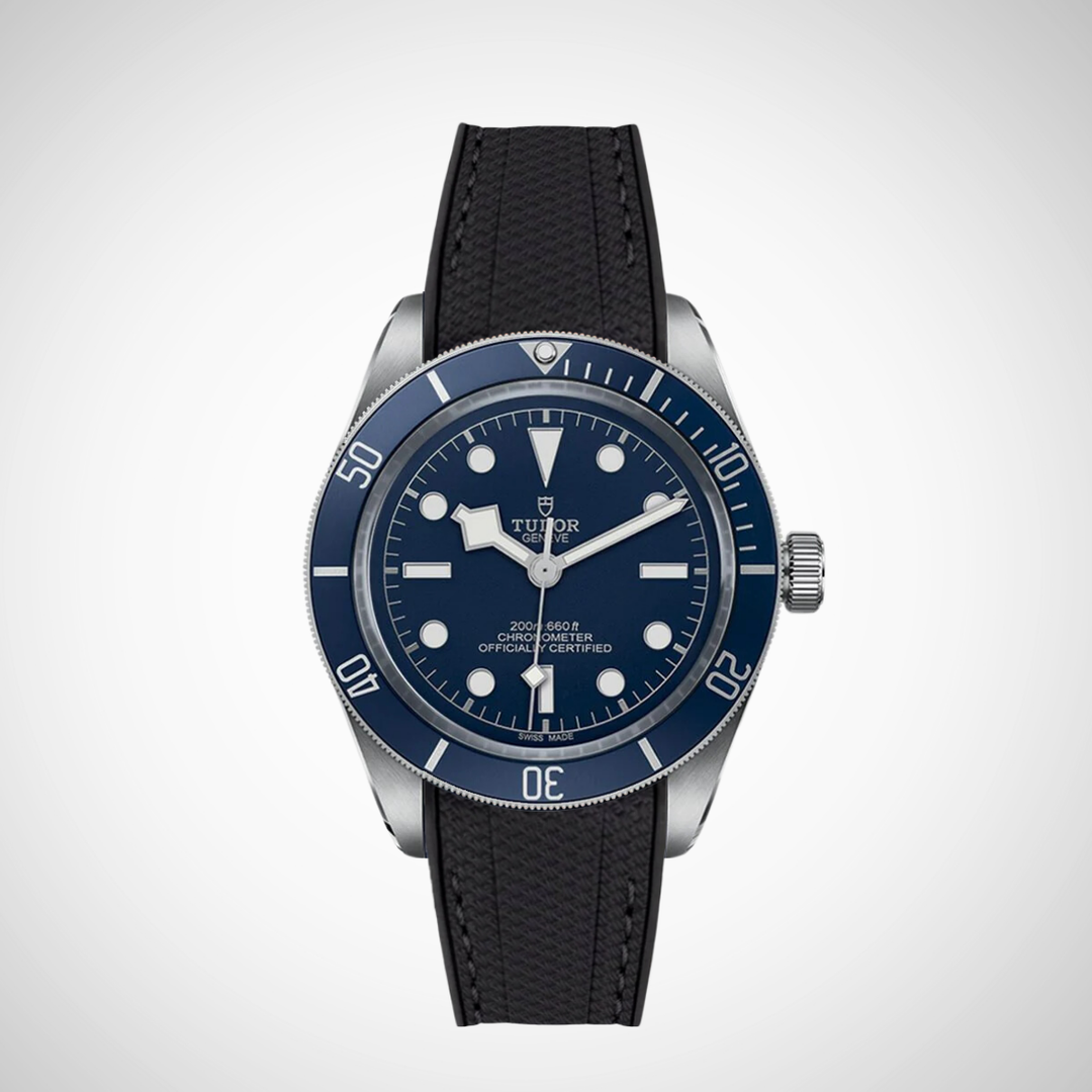Rubber Flex Thread Curved Strap for Tudor Black Bay 58 Navy Blue