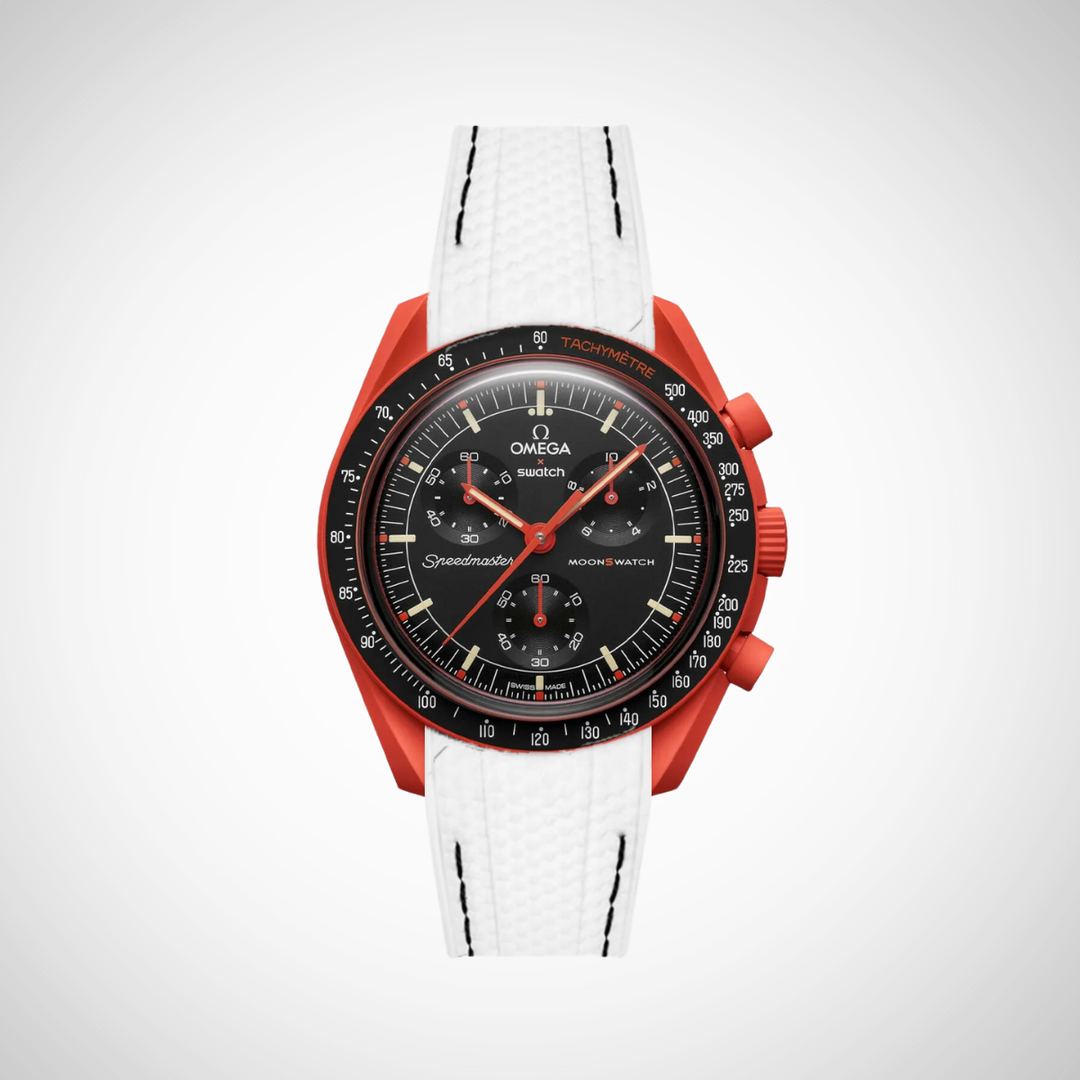 Rubber Flex Thread Curved Strap for Omega X Swatch MoonSwatch Mission On Earth - Lava