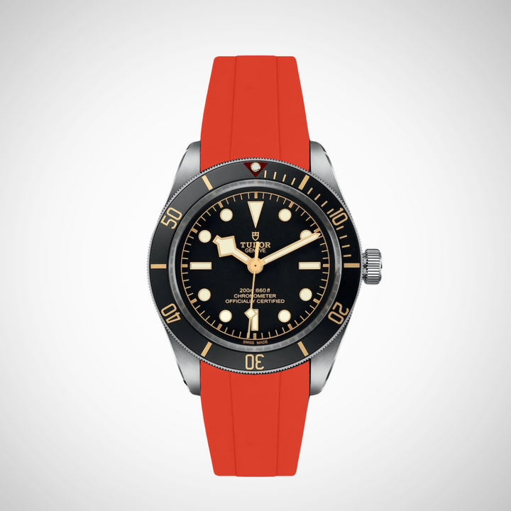 FKM Rubber Curved Strap For Tudor Black Bay 58 Black
