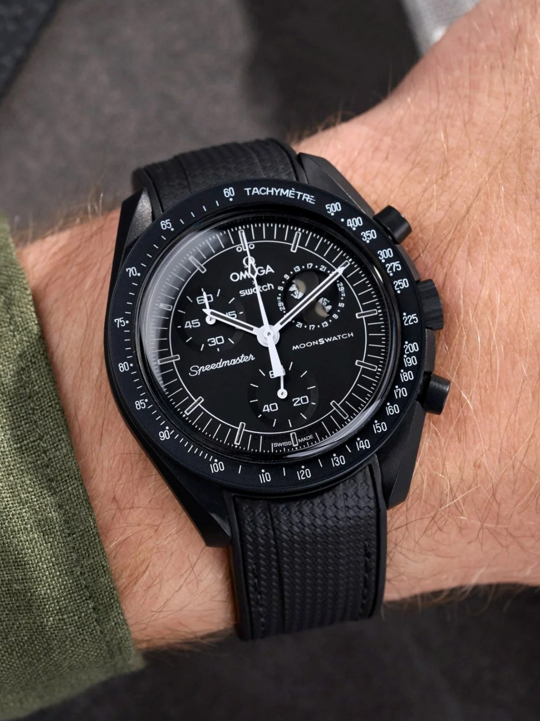 Rubber Flex Thread Curved Strap for Omega X Swatch MoonSwatch New Moon
