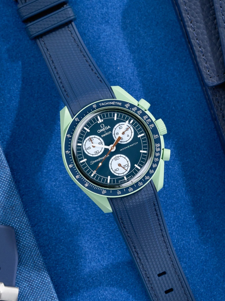 Rubber Flex Thread Curved Strap for Omega X Swatch MoonSwatch Mission to the Moon