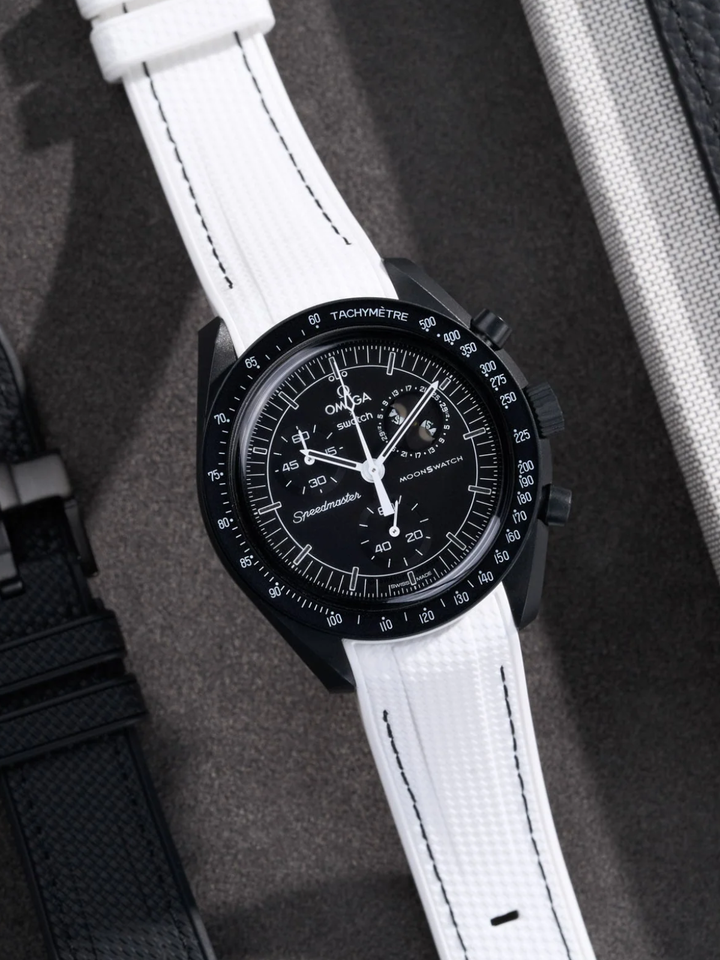 Rubber Flex Thread Curved Strap for Omega X Swatch MoonSwatch Mission to Uranus
