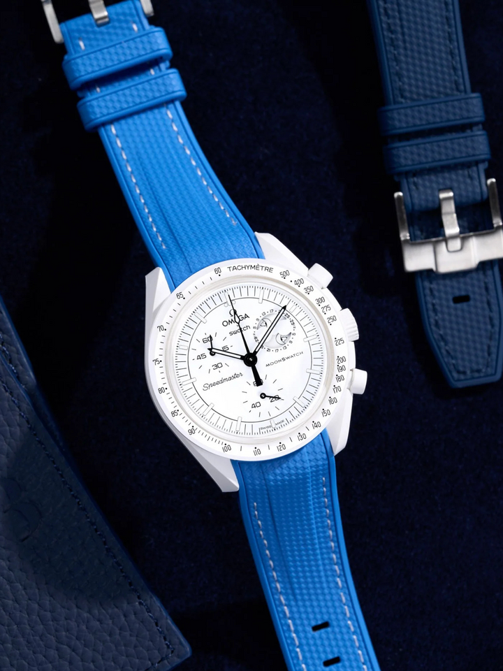 Rubber Flex Thread Curved Strap for Omega X Swatch MoonSwatch Mission to The Moonphase