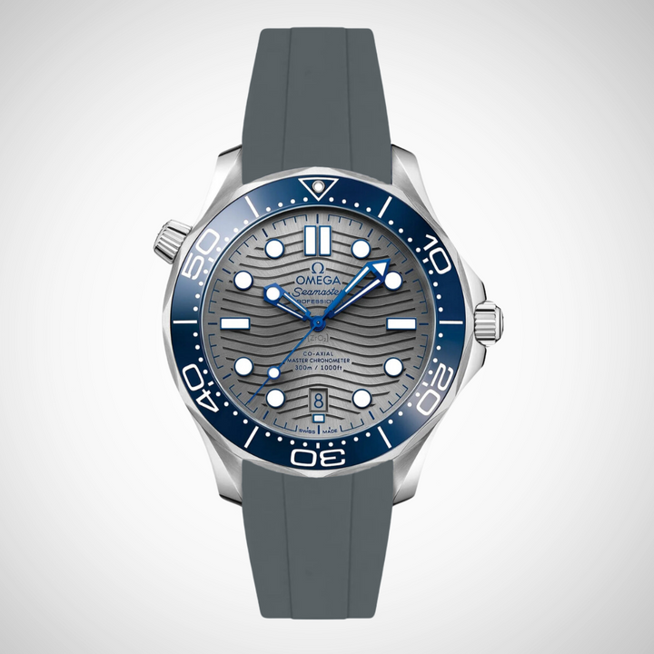 FKM Rubber Curved Strap for Omega Seamaster Diver 300 42mm - Grey Dial