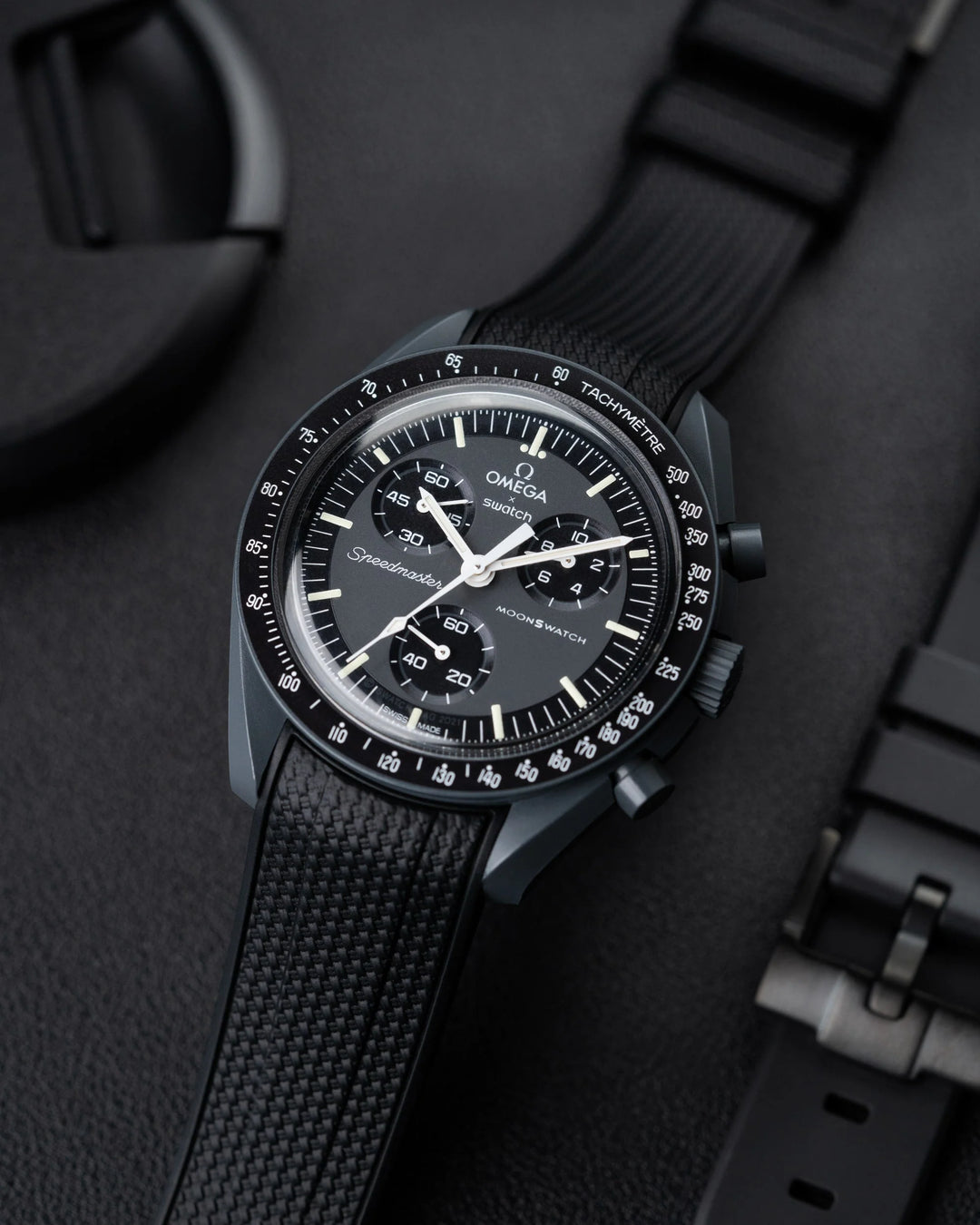 Rubber Flex Thread Curved Strap for Omega X Swatch MoonSwatch Mission to Mercury