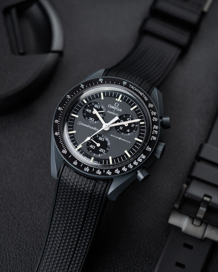 Rubber Flex Thread Curved Strap for Omega X Swatch MoonSwatch Mission to Mercury