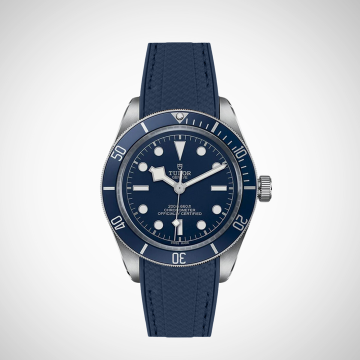 Rubber Flex Thread Curved Strap for Tudor Black Bay 58 Navy Blue