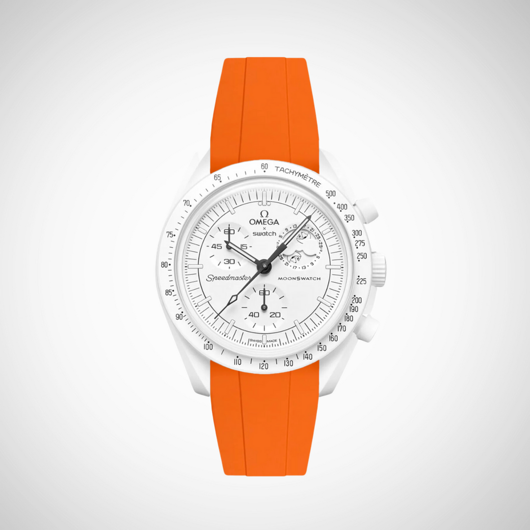 FKM Rubber Curved Strap for Omega X Swatch MoonSwatch Mission to The Moonphase