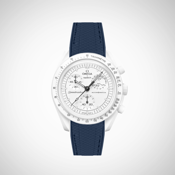 Rubber Flex Thread Curved Strap for Omega X Swatch MoonSwatch Mission to The Moonphase