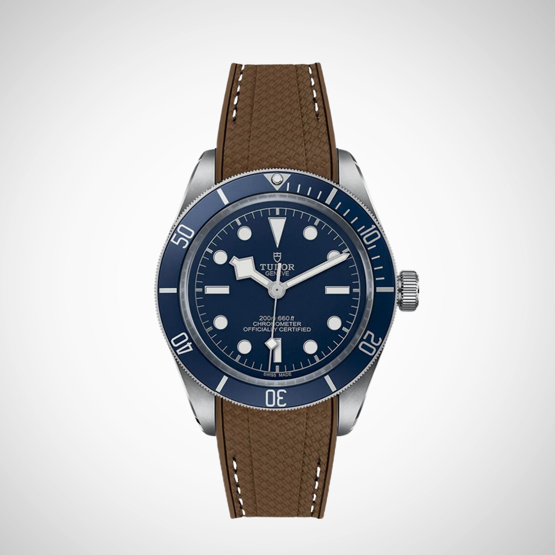 Rubber Flex Thread Curved Strap for Tudor Black Bay 58 Navy Blue