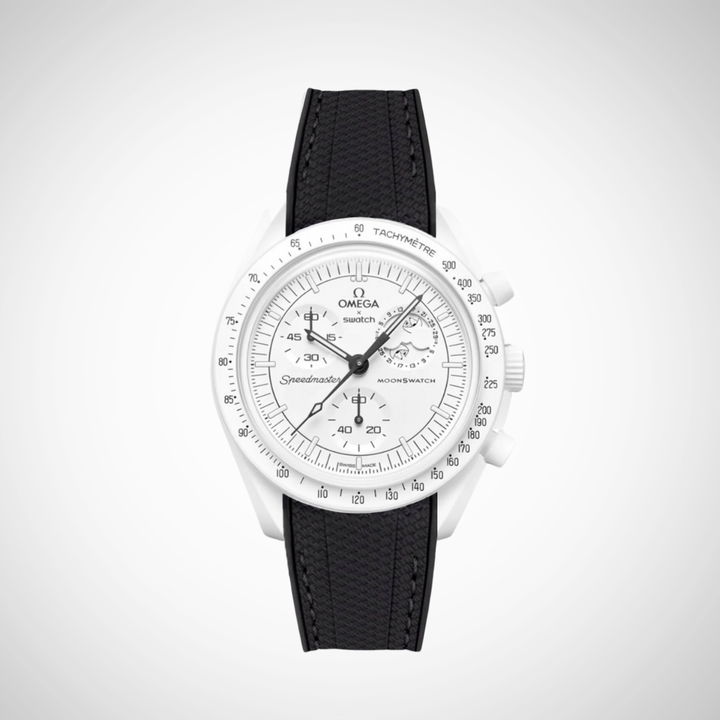 Rubber Flex Thread Curved Strap for Omega X Swatch MoonSwatch Mission to The Moonphase
