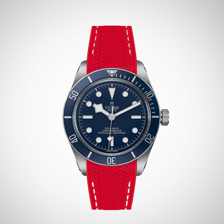 Rubber Flex Thread Curved Strap for Tudor Black Bay 58 Navy Blue