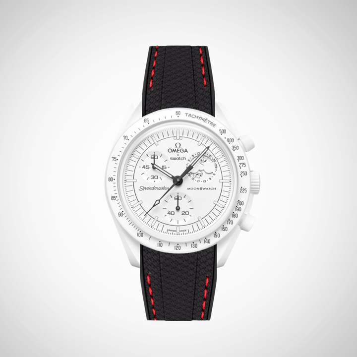 Rubber Flex Thread Curved Strap for Omega X Swatch MoonSwatch Mission to The Moonphase