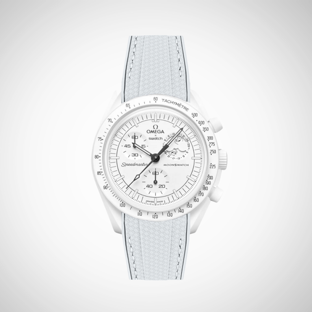 Rubber Flex Thread Curved Strap for Omega X Swatch MoonSwatch Mission to The Moonphase
