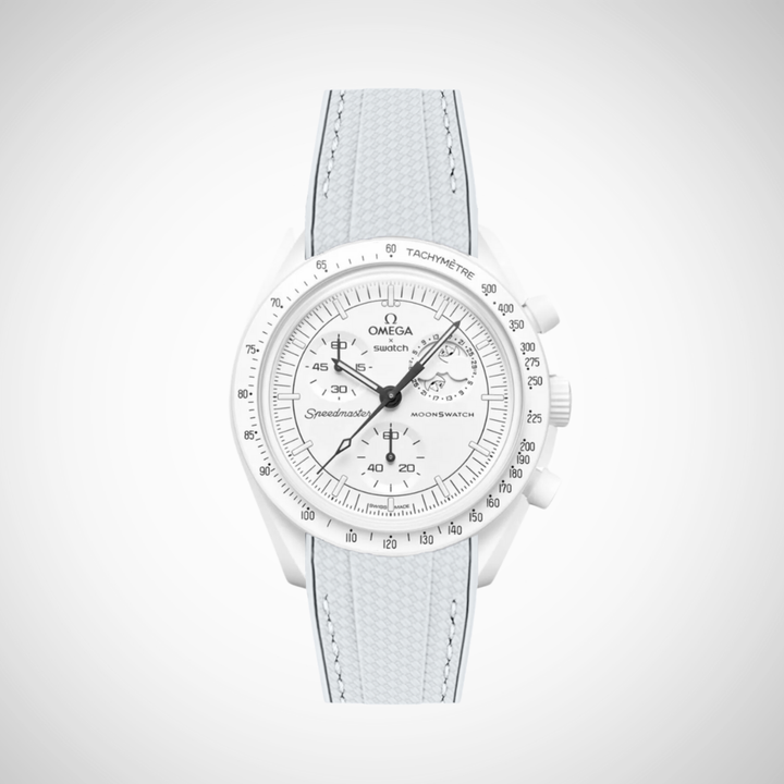 Rubber Flex Thread Curved Strap for Omega X Swatch MoonSwatch Mission to The Moonphase