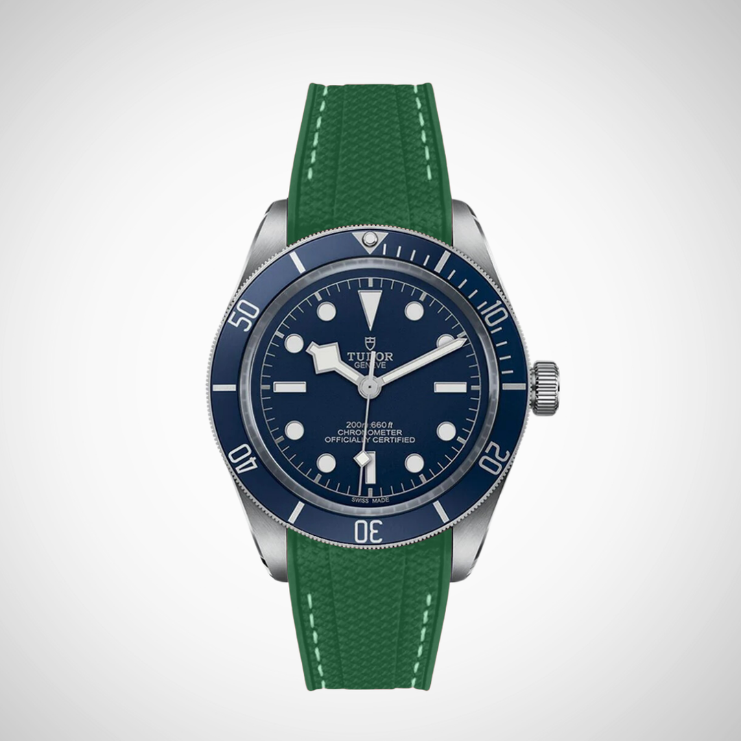 Rubber Flex Thread Curved Strap for Tudor Black Bay 58 Navy Blue