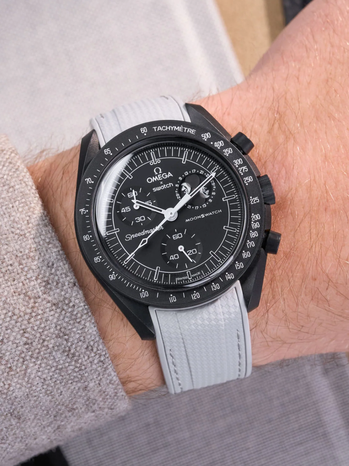 Rubber Flex Thread Curved Strap for Omega X Swatch MoonSwatch Mission to The Moonphase
