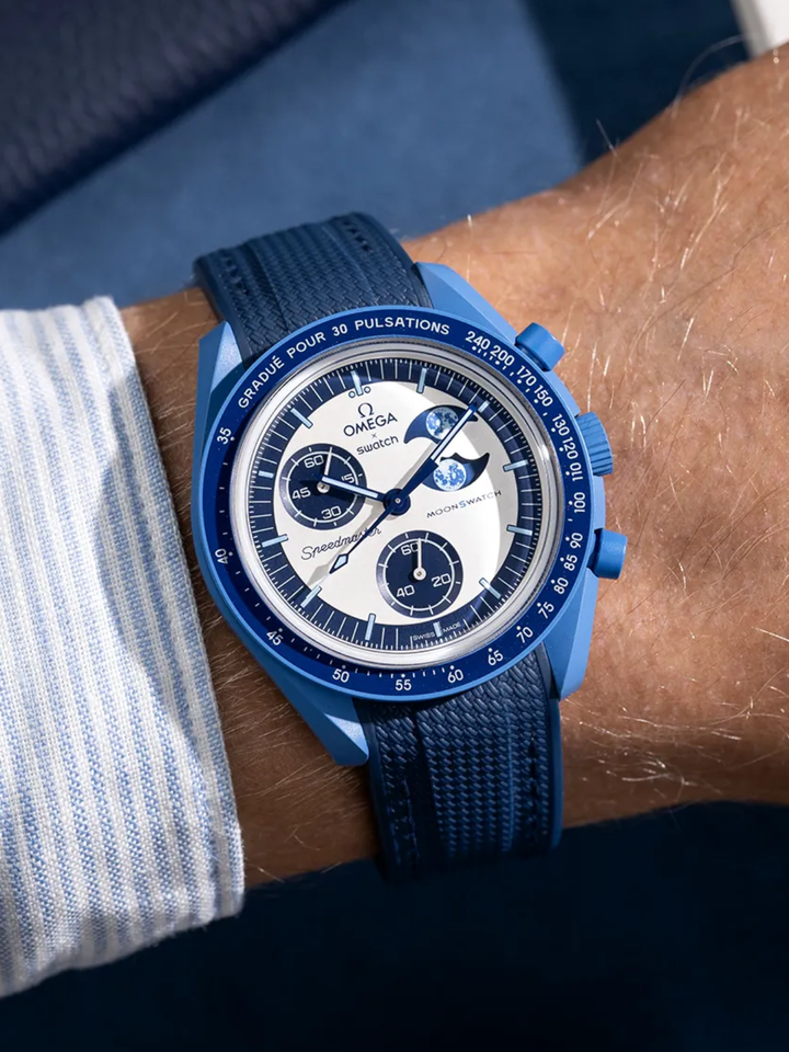 Rubber Flex Thread Curved Strap for Omega X Swatch MoonSwatch Mission To Earth Phase