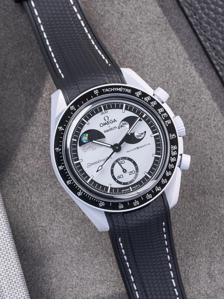 Rubber Flex Thread Curved Strap for Omega X Swatch MoonSwatch Mission To Earth Phase