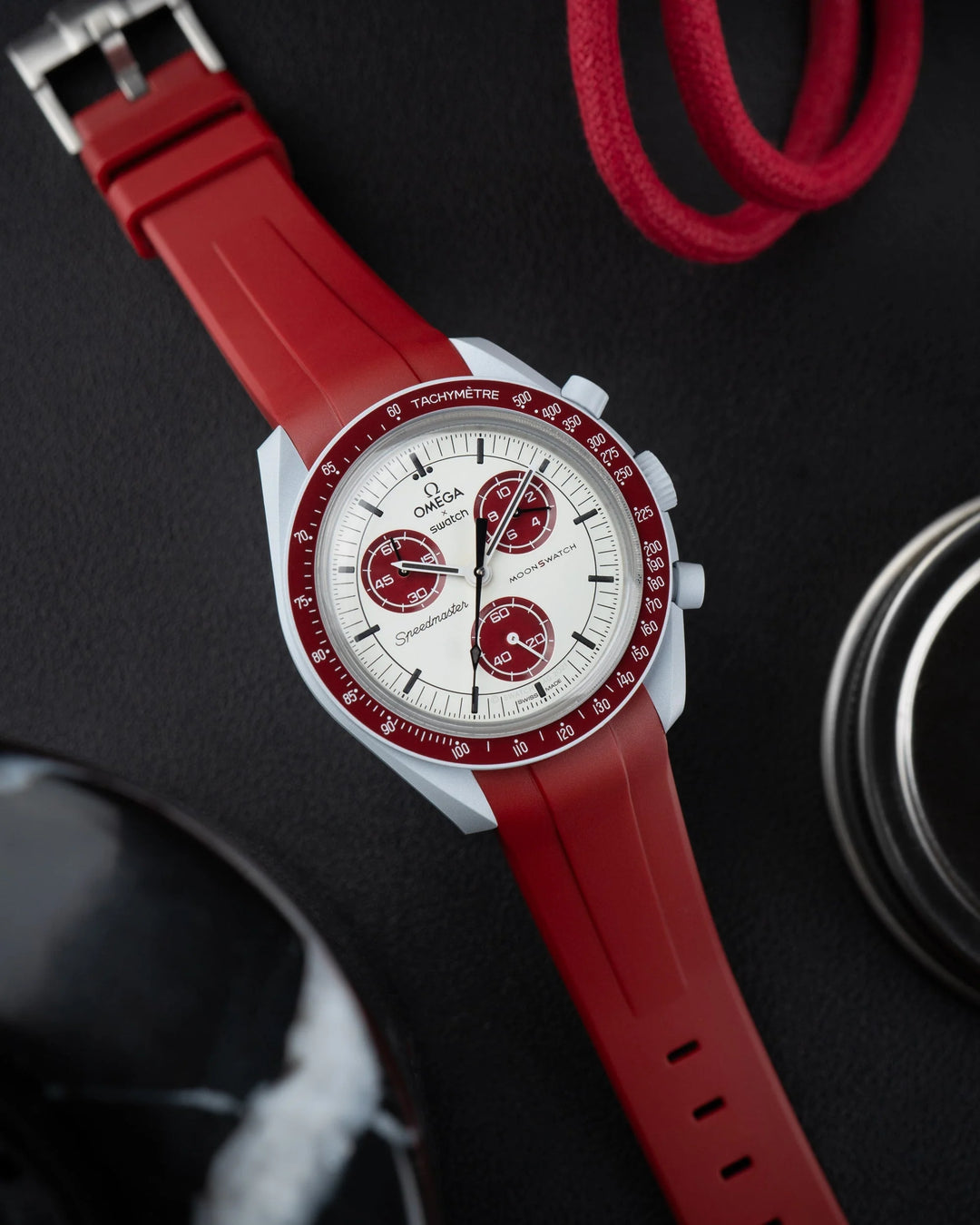 FKM Rubber Curved Strap for Omega X Swatch MoonSwatch Mission to Pluto