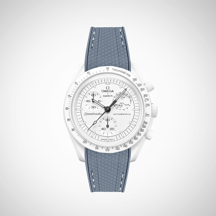 Rubber Flex Thread Curved Strap for Omega X Swatch MoonSwatch Mission to The Moonphase