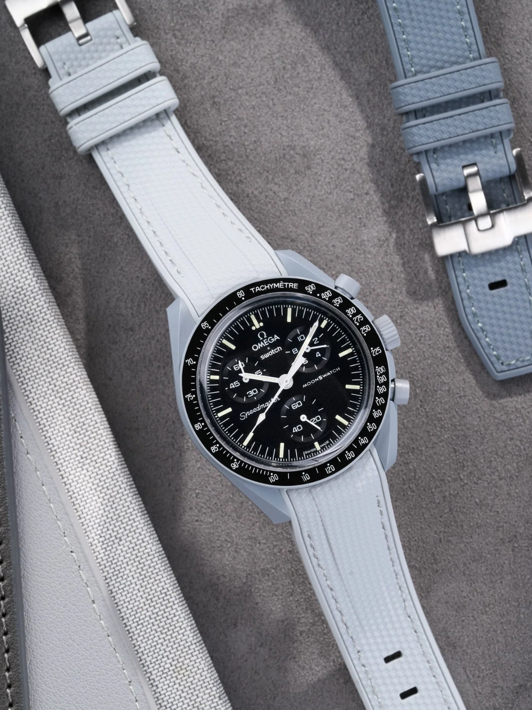 Rubber Flex Thread Curved Strap for Omega X Swatch MoonSwatch Mission to The Moonphase