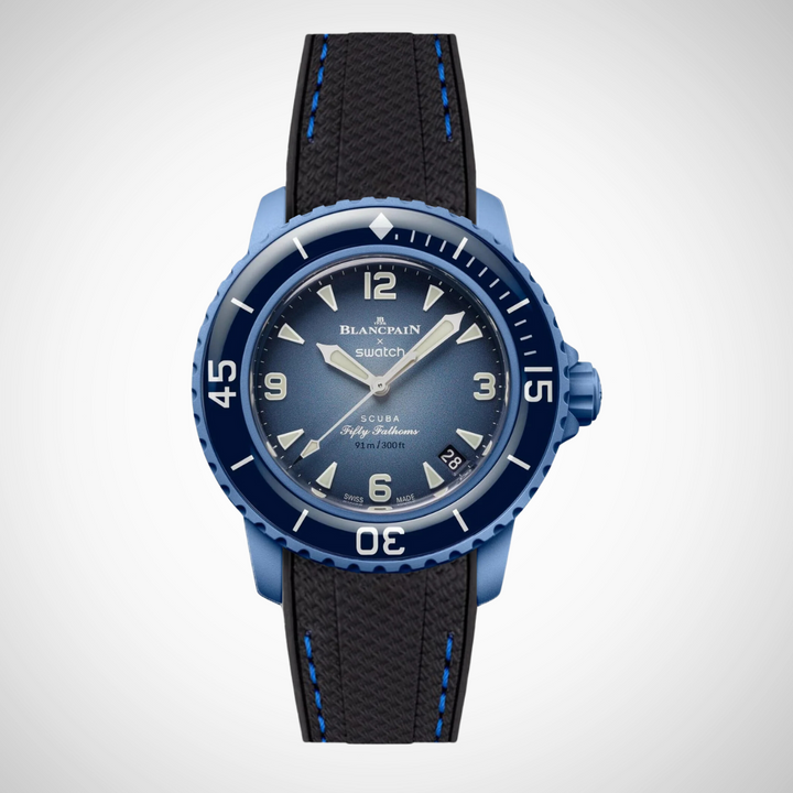 Rubber Flex Thread Curved Strap for Blancpain X Swatch Atlantic Ocean