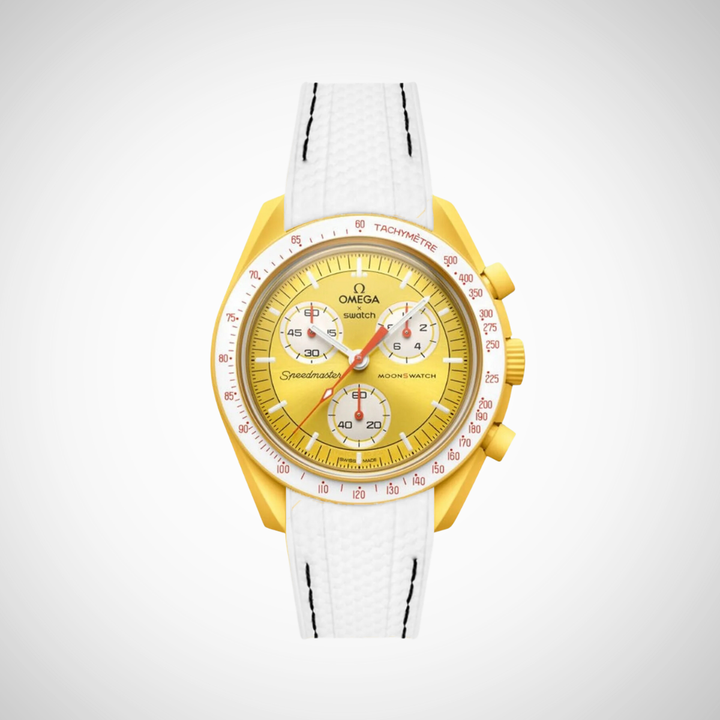 Rubber Flex Thread Curved Strap for Omega X Swatch MoonSwatch Mission to the Sun