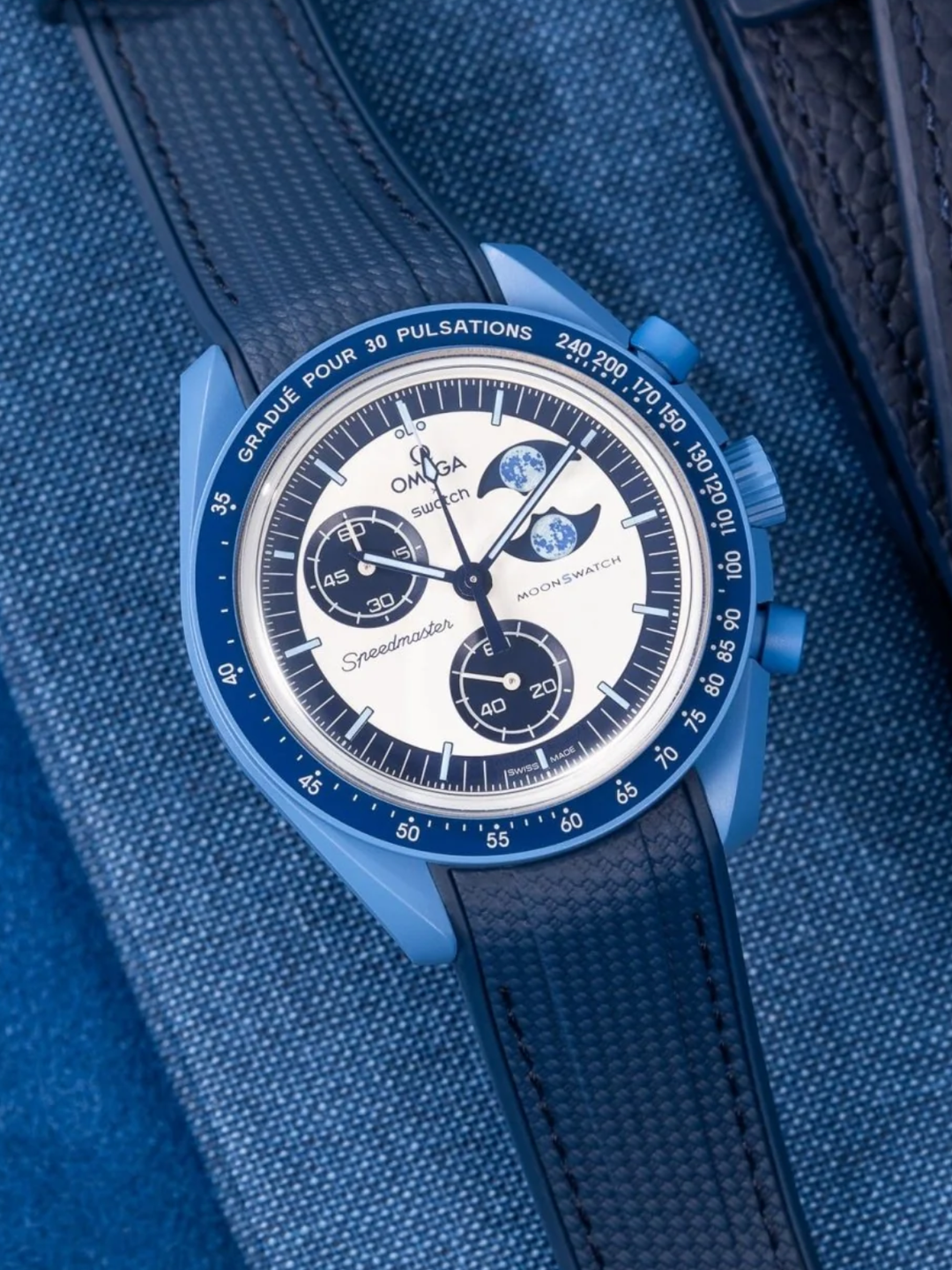 Rubber Flex Thread Curved Strap for Omega X Swatch MoonSwatch Mission to the Moon